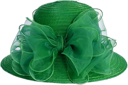 Vista 2 de VECRY Sombrero para mujer estilo derby con lazo para bodas