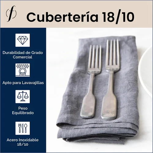 Vista 3 de FORTESSA Ashton - Cubiertos de acero inoxidable 18/10, ajuste de lugar de 5 piezas con cuchillo, tenedores y cucharas (servicio para 1), apto