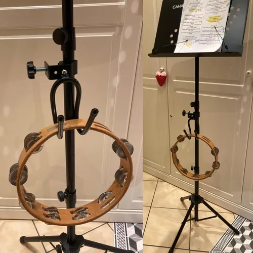 Vista 4 de Pmsanzay Soporte de micrófono para pandereta, soporte de clip para auriculares, fácil de colocar en música o soporte de micrófono para pandereta