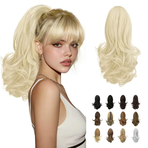 Vista 45 de SOFEIYAN Extensión de Cola de Caballo de 13" Larga y Rizada con Clip en Garra, Extensión de Cabello Sintético de Aspecto Natural para Mujeres