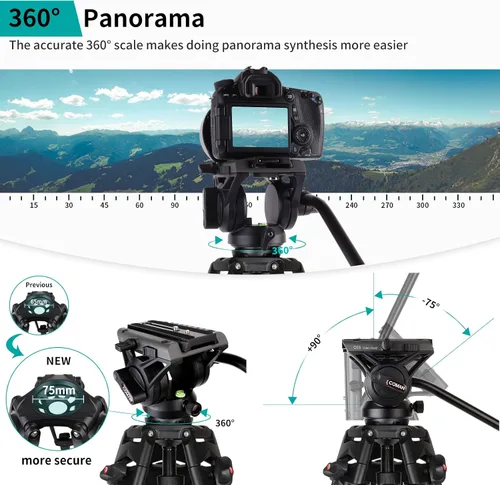 Vista 5 de COMAN KX3636 - Kit de trípode resistente con cabezal fluido de video + trípode universal para fotografía Dolly