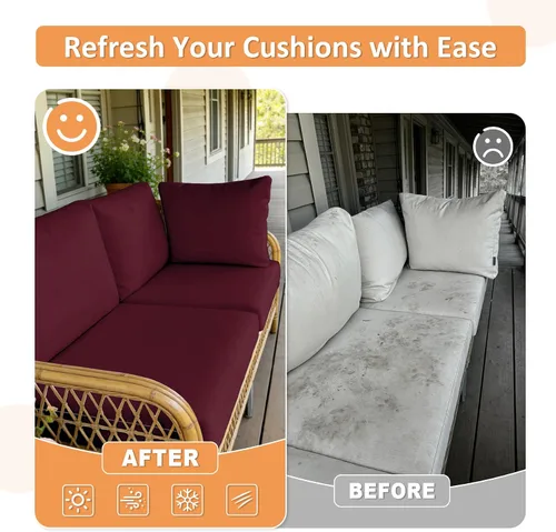 Vista 6 de NettyPro Juego de 4 fundas elásticas para cojines de asiento de sillas de patio, fundas elásticas de repuesto para la mayoría de sofás, protectores