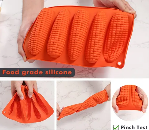 Vista 3 de Webake Juego de 2 moldes de silicona para pan de mazorca de maíz para hornear maíz para perros, pan de maíz del sur