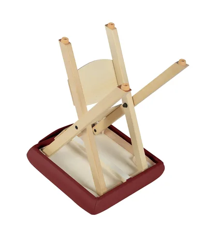 Vista 4 de Master Massage Tables Taburete de masaje plegable de madera ligero, color burdeos
