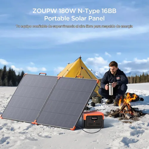 Vista 6 de ZOUPW 180W Panel solar portátil tipo N 16BB para central eléctrica 25% Efficiency Foldable Solar Panel for Jackery/Ecoflow/Bluetti/Anker, IP68
