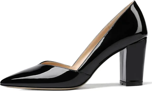 Vista 2 de MODENCOCO Zapatos de tacón alto con puntera puntiaguda para mujer, de 3.5 pulgadas