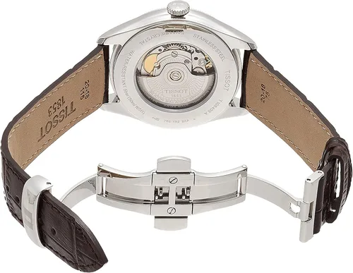 Vista 6 de Tissot Ballade COSC 316L - Reloj automático suizo con correa de cuero, marrón, 20 (Modelo T1084081603700), Marrón, Reloj automático