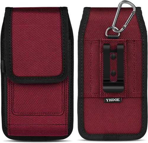 Vista 9 de ykooe Funda para teléfono celular compatible con iPhone 17, 16, 15, 14, 13, 12 y modelos Pro, clip para cinturón y tarjetero, negro, L