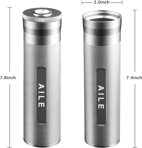 Vista 2 de AILE Humidor de acero inoxidable para cigarros, tubo de viaje plateado para 3 a 4 puros, estuche portátil para puros, higrómetro de cigarros, gran