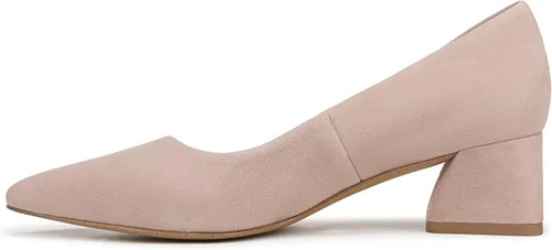 Vista 2 de Franco Sarto Women's Racer Pointed Toe Block Heel Pumps Zapatilla Ballet Rosa Claro Gamuza