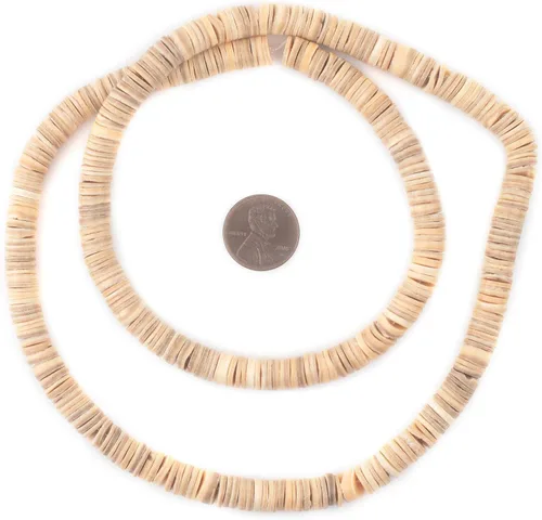 Vista 2 de TheBeadChest - Cuentas Heishi de concha natural beige (0.315 in)