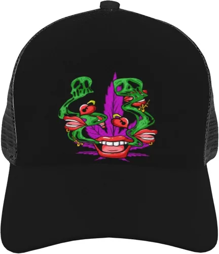 Vista 3 de SCOOVY Gorra de béisbol de malla, Popo Storm boca y labios, tela de sarga de poliéster, gorra de camionero elegante protector solar hebilla