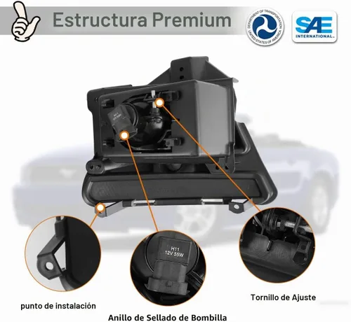 Vista 6 de Nixon Offroad Juego de luces antiniebla para Ford Mustang 2013 2014 con bombillas halógenas + kit de arnés de cableado + interruptor universal +
