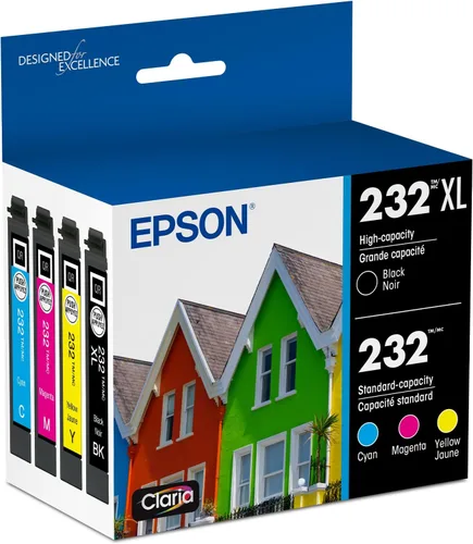 Vista 9 de Epson 232 Claria Ink - Paquete combinado de cartuchos de color negro y estándar de alta capacidad (T232XL-BCS) funciona con Workforce WF-2930,2950