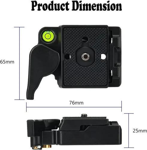 Vista 5 de 323 RC2 Adaptador de placa de liberación rápida, adaptador de conexión rápida con placa de liberación rápida compatible con monopie Manfrotto