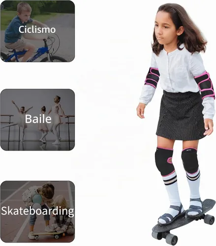 Vista 5 de ONTYZZ Rodilleras suaves para niños y coderas gruesas SBR, rodilleras y coderas ajustables, equipo de protección para ciclismo, voleibol, patinaje
