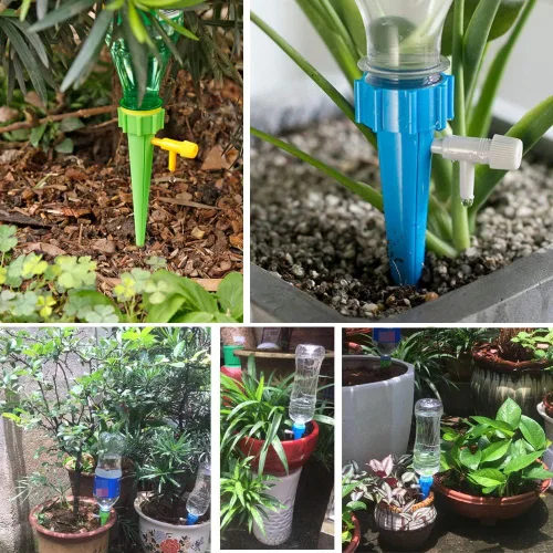Vista 5 de Paquete de 24 picos de riego automático para plantas, dispositivos de riego automático para plantas, sistema de agua con válvula de control