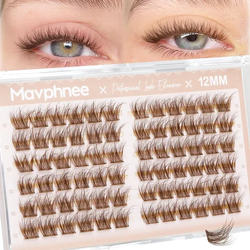 Vista 26 de Extensiones de pestañas en racimo naturales DIY, extensiones de pestañas en racimo con curva C, extensiones de pestañas en racimo para ojo de gato