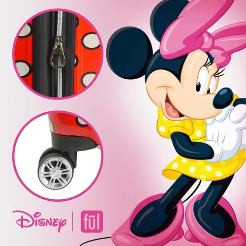 Vista 7 de FUL Disney Minnie Mouse - Maleta de mano con ruedas de 21 pulgadas, diseño de lunares, color rojo (FCFL0156-603), Rojo -, Disney Minnie Mouse