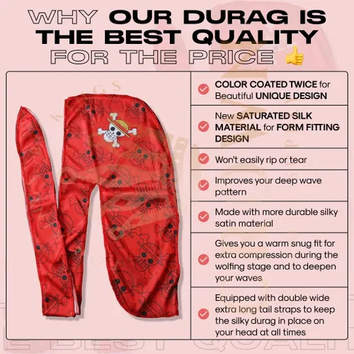 Vista 88 de Art Silky Durag con colas largas y anchas, durags de tela de seda suave satinada para mayor comodidad y compresión
