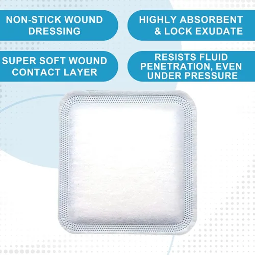Vista 3 de MedVance Apósito súper absorbente, almohadillas no adhesivas para el cuidado de heridas, úlceras por presión y quemaduras de 1º/2º grado, absorción