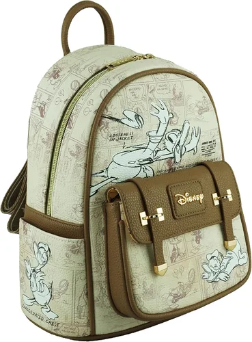 Vista 2 de Wondapop Disney Donald Duck - Mini mochila de piel vegana de 11 pulgadas, Beige, Donald