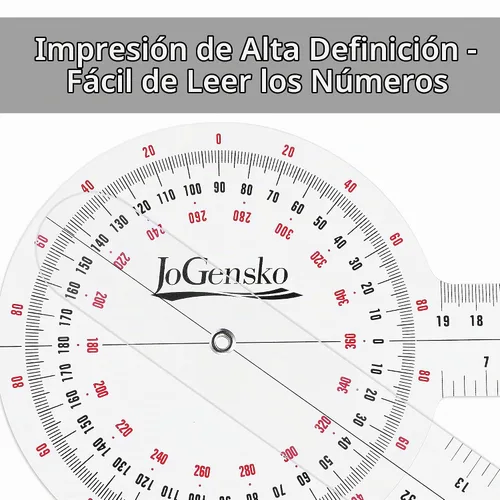 Vista 4 de Goniómetro de 12 pulgadas para uso ortopédico, goniómetro de plástico de gran tamaño de 360 grados, regla transportadora angular de terapia física