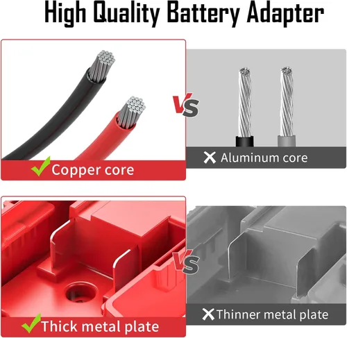 Vista 4 de Kzreect - Adaptador de rueda eléctrica compatible con batería Milwaukee de 18 V Connector Compatible with Fisher Price 12V Cars, 12AWG Wire, 40A