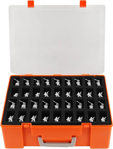 Vista 7 de Funda de Transporte Resistente para Figuras en Miniatura con 108 Ranuras - Estuche de Transporte Compatible con D&D y Más (Transparente)