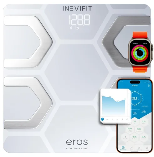 Vista 7 de INEVIFIT EROS Báscula de grasa corporal Bluetooth inteligente BMI altamente preciso analizador digital de composición corporal para baño