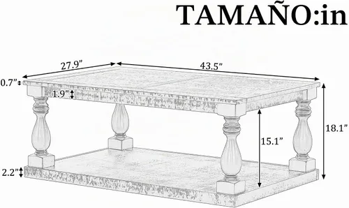 Vista 2 de P PURLOVE Mesa de centro para sala de estar, mesa de centro de madera con almacenamiento, recepción moderna para sala de estar, mesa central Negro