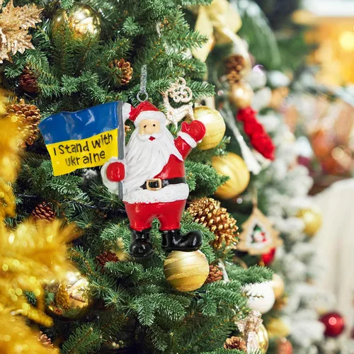 Vista 4 de Juego de 2 adornos 3D para árbol de Navidad – Decoración colgante de árbol de Navidad de Papá Noel – Decoración colgante de Papá Noel – Regalo