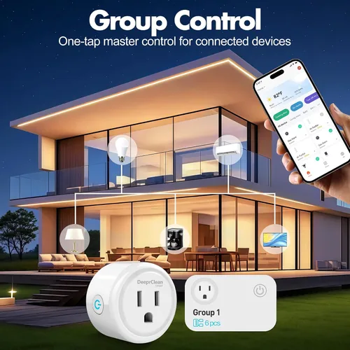 Vista 6 de DeeprClean Mini enchufes inteligentes que funcionan con Alexa, enchufe Wifi compatible con Google Assistant, toma controlada por aplicación