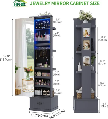 Vista 2 de HNEBC Organizador de Joyas con Luz LED 6700467006, Vidrio