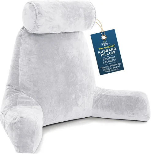Vista 36 de Almohada Husband Mediana Negra, Respaldo para Niños, Adolescentes, Adultos Pequeños – Almohada de Lectura con Brazos, Altura Ajustable, Espuma