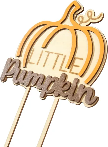 Vista 6 de BOOMPA Decoración para pastel de primer cumpleaños de la temporada de otoño, accesorios de pastel de calabaza dulce – Decoración de madera para baby
