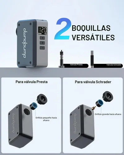 Vista 5 de dwndpump Mini bomba de bicicleta con manómetro, 120 PSI eléctrico