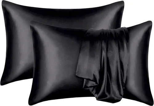 Vista 8 de Ciana Funda de almohada de satén para cabello y piel Queen - Juego de 2 fundas de almohada de seda satinada lujosas y sedosas con cierre de sobre