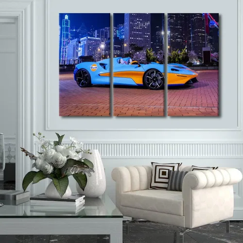 Vista 20 de Arte de pared de auto deportivo rojo para sala de estar, arte de pared de lienzo de súper auto genial, imágenes pósters, 3 piezas, arte moderno