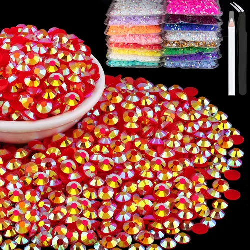 Vista 25 de 15000 diamantes de imitación de resina de 0.079 pulgadas a granel, diamantes de imitación de gelatina redondos negros con parte trasera plana, gemas