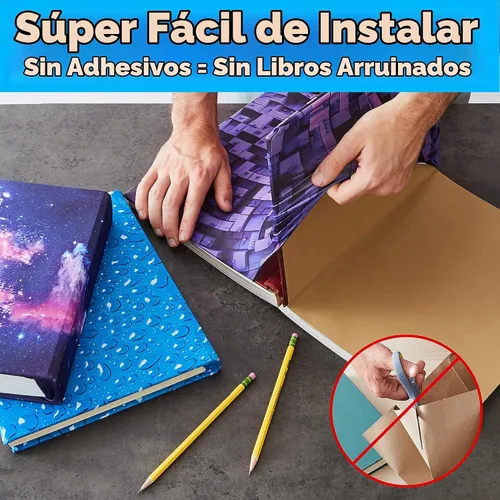 Vista 2 de Fundas reutilizables para libros fáciles de aplicar, paquete de 3 unidades. Las mejores chaquetas jumbo de 9 x 11 pulgadas para libros de texto