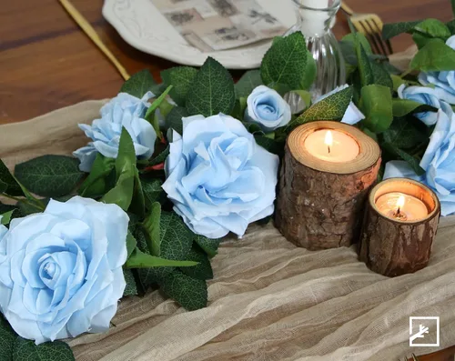 Vista 5 de ZIFTY 5 guirnaldas de flores azules de 32.5 pies, enredaderas de flores falsas, guirnalda floral artificial para colgar hiedra rosa para decoración