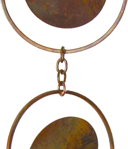 Vista 6 de BestNest Cadenas de lluvia circulares de graffiti antiguo, color cobre flameado, paquete de 2 (2)