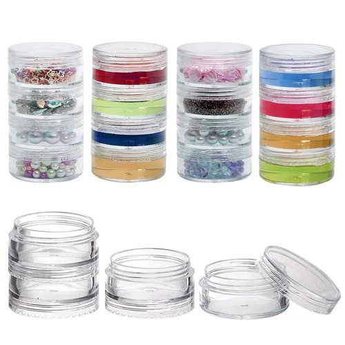 Vista 19 de 100 unidades de 10 g de envases de muestra pequeños con tapas. Frasco de plástico. Frascos cosméticos vacíos. Frascos de maquillaje. Envases