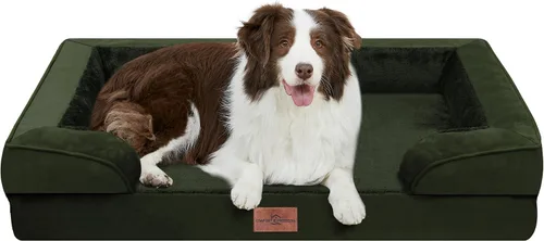 Vista 119 de Comfort Expression - Cama ortopédica para perros medianos, 28 x 19 pulgadas, cama impermeable y de apoyo de espuma con cojines removibles, sofá