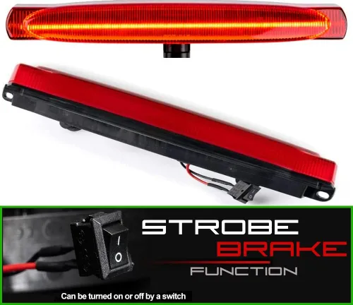 Vista 3 de SLK C5 Corvette LED 3ª luz de freno (1997-2004) – Lámpara de freno central de lente roja de montaje alto con flash estroboscópico F1 – Sustituye al