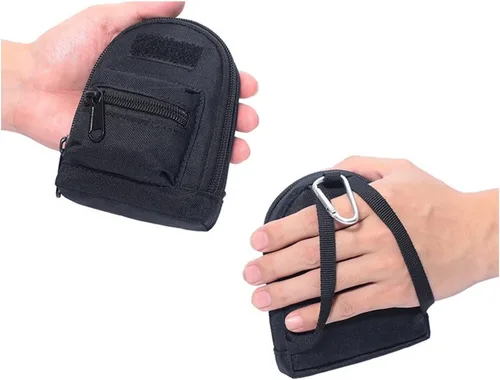 Vista 4 de Nueva bolsa táctica para llaves tarjetero para hombre monedero bolsillo con cremallera bolsa para exteriores monedero bolsa para dinero color naranja