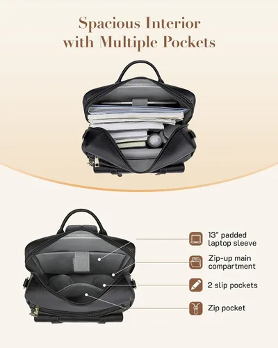 Vista 3 de Missnine Mochila convertible con bolsa, mochila de piel sintética para mujer, bolsa de hombro para mujer, Negro -, Contemporáneo