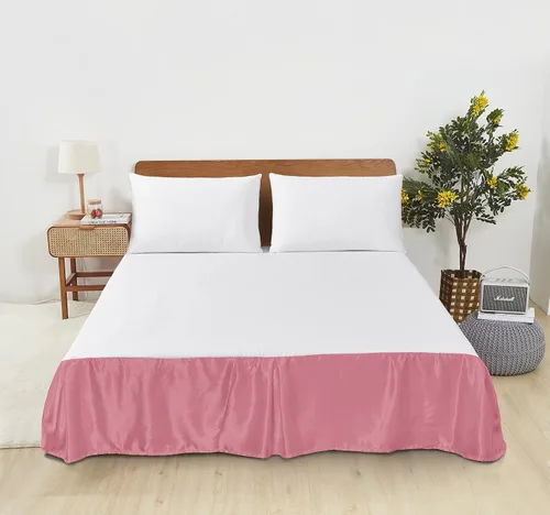 Vista 8 de Tache - Falda de cama de satén sedoso y lustroso con plataforma glamorosa con volantes y plataforma, color negro, tamaño Queen