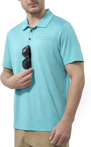 Vista 2 de Polo de golf para hombre, de secado rápido, ligero, de manga corta, camisetas con cuello SPF para exteriores